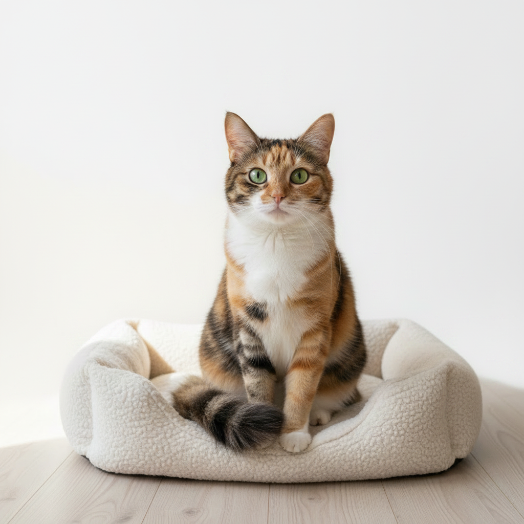 Realistic cat white background